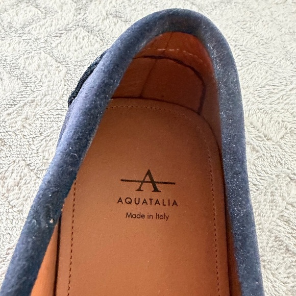 Aquatalia Bruce Men\'s Dark Blue Slip-On Penny Loafers